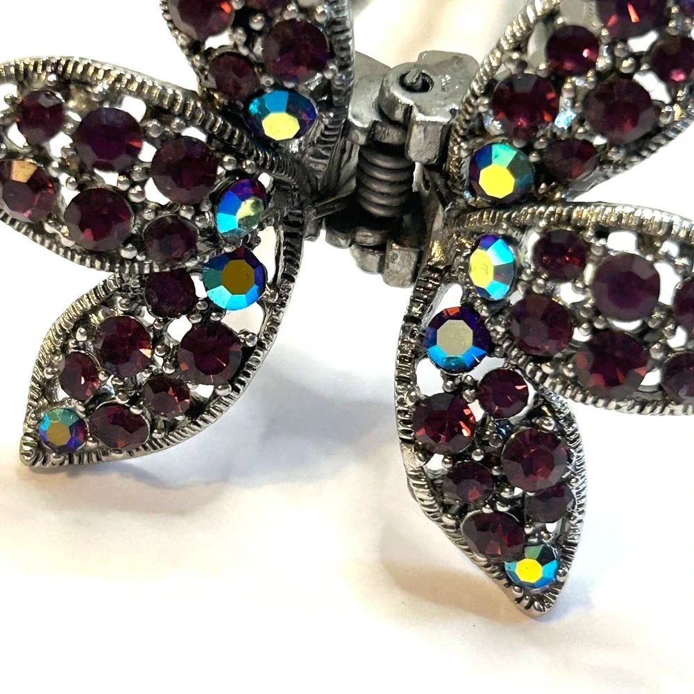 Vintage AB Rhinestone‎ Flower Hair Clip